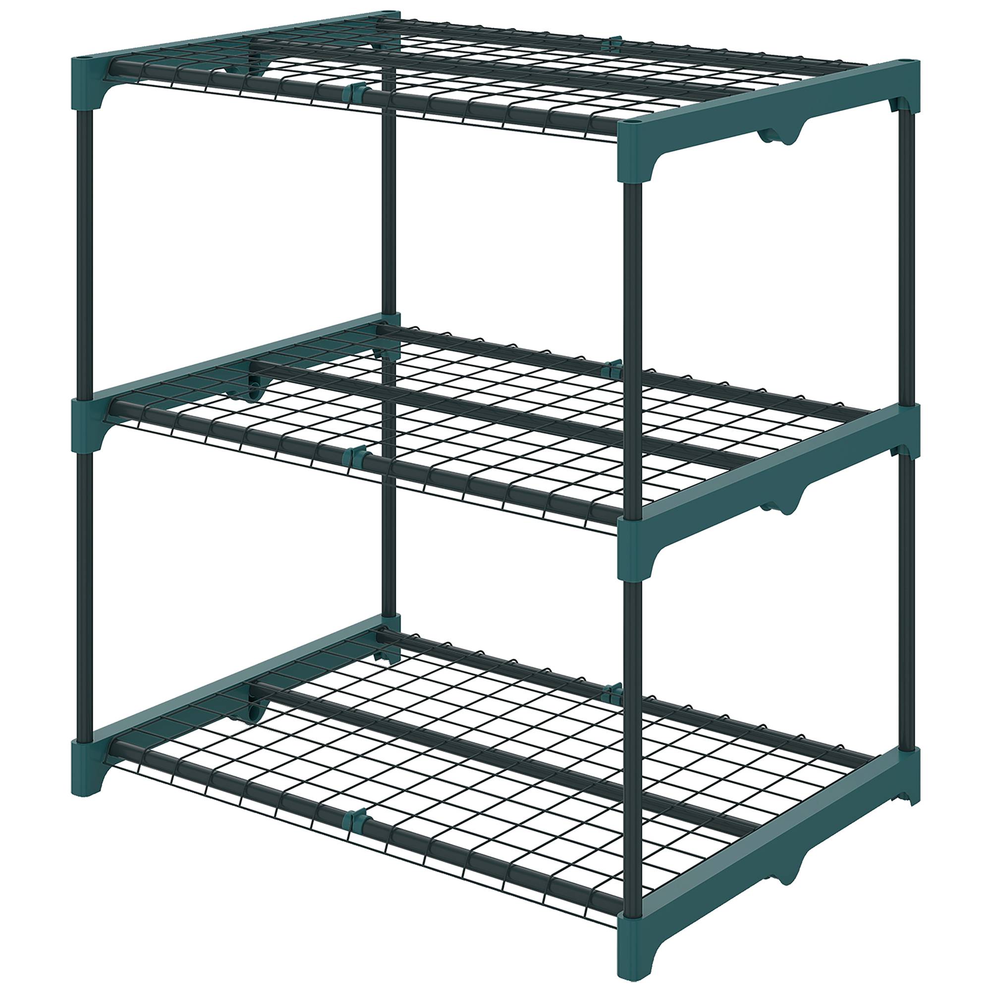 Support plantes 3 étages, 72 cm, intérieur/extérieur, étagère acier, vert foncé - Image 2