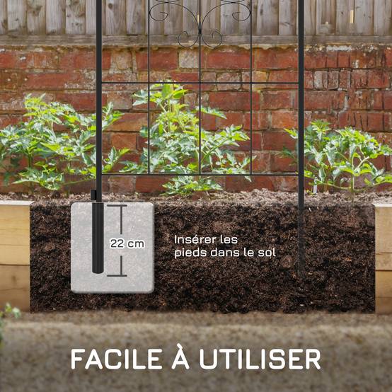 Lot 2 Treillis Jardin Acier Plantes Grimpantes Support Mural Grande Taille 50x180cm Noir - ComfortXL Outdoor Living - Image 7