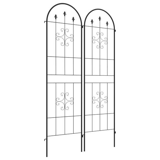 Lot 2 Treillis Jardin Acier Plantes Grimpantes Support Mural Grande Taille 50x180cm Noir - ComfortXL Outdoor Living - Image 1