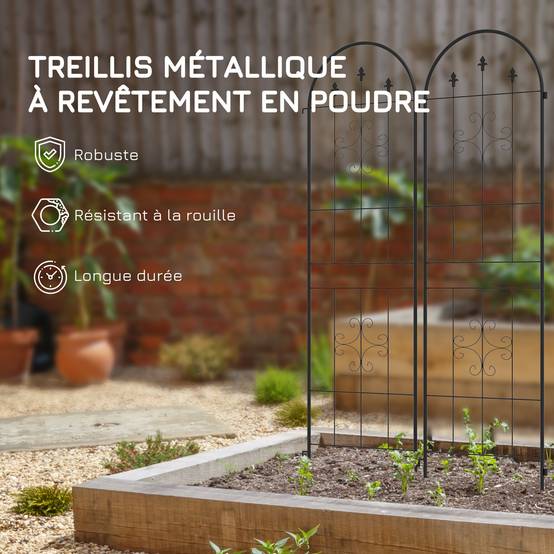Lot 2 Treillis Jardin Acier Plantes Grimpantes Support Mural Grande Taille 50x180cm Noir - ComfortXL Outdoor Living - Image 8