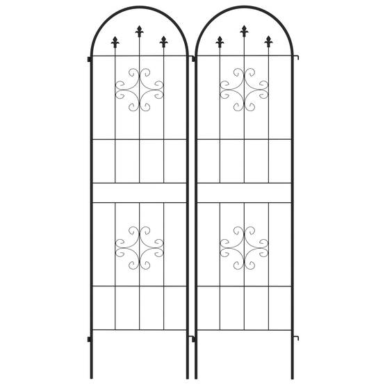 Lot 2 Treillis Jardin Acier Plantes Grimpantes Support Mural Grande Taille 50x180cm Noir - ComfortXL Outdoor Living - Image 2