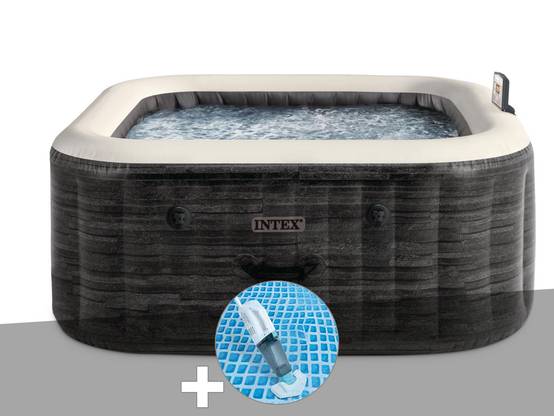 Kit spa gonflable Intex PureSpa Ardoise carré Bulles 6 places + Aspirateur - Image 1