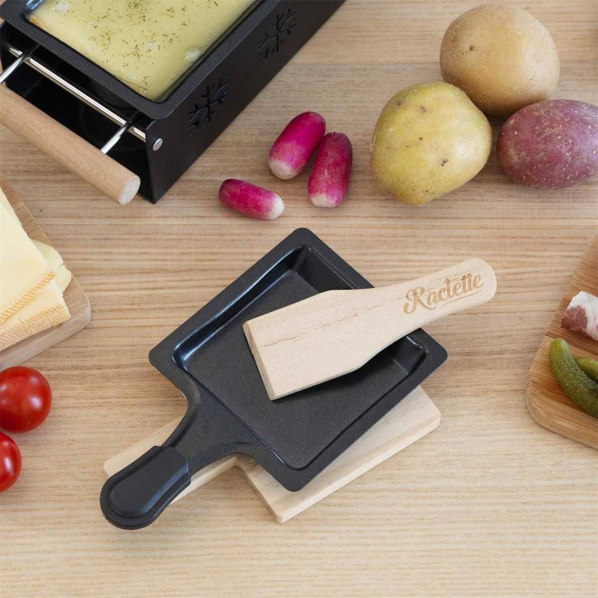Pack de 4 spatules à raclette en bois gravées - - Gamm vert