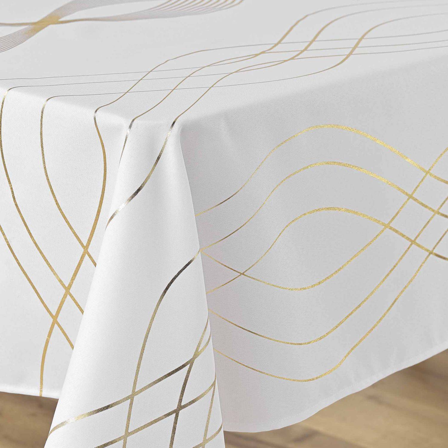 Sans Marque - Nappe rectangulaire antitache et infroissable Rêve d'or - Douceur d'intérieur - Image 3
