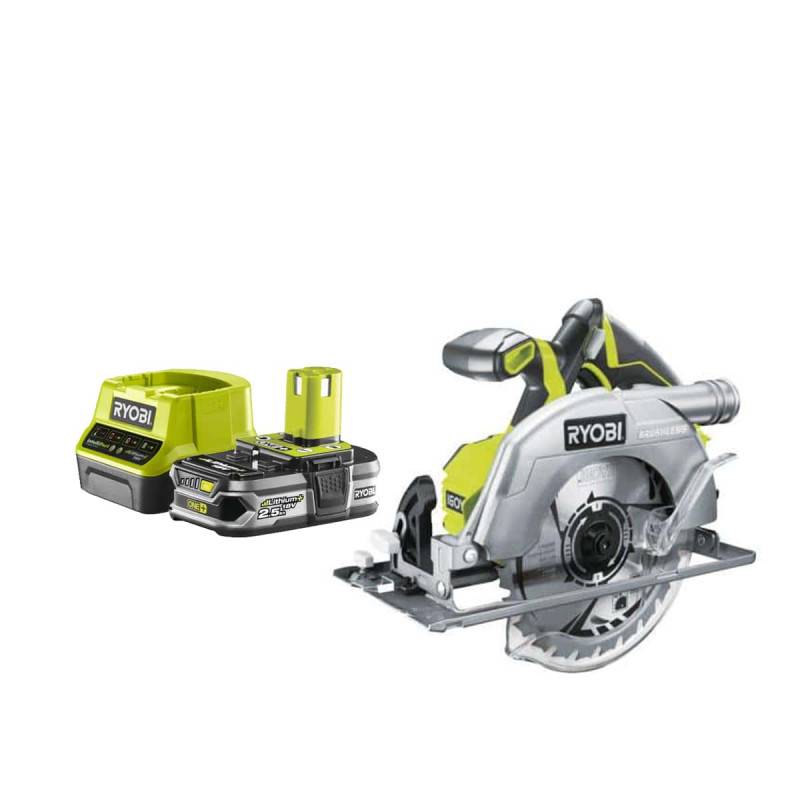 Ryobi - Pack RYOBI Scie circulaire brushless 18V One+ 60mm - 1 Batterie 2.5Ah - 1 Chargeur rapide RC18120-125