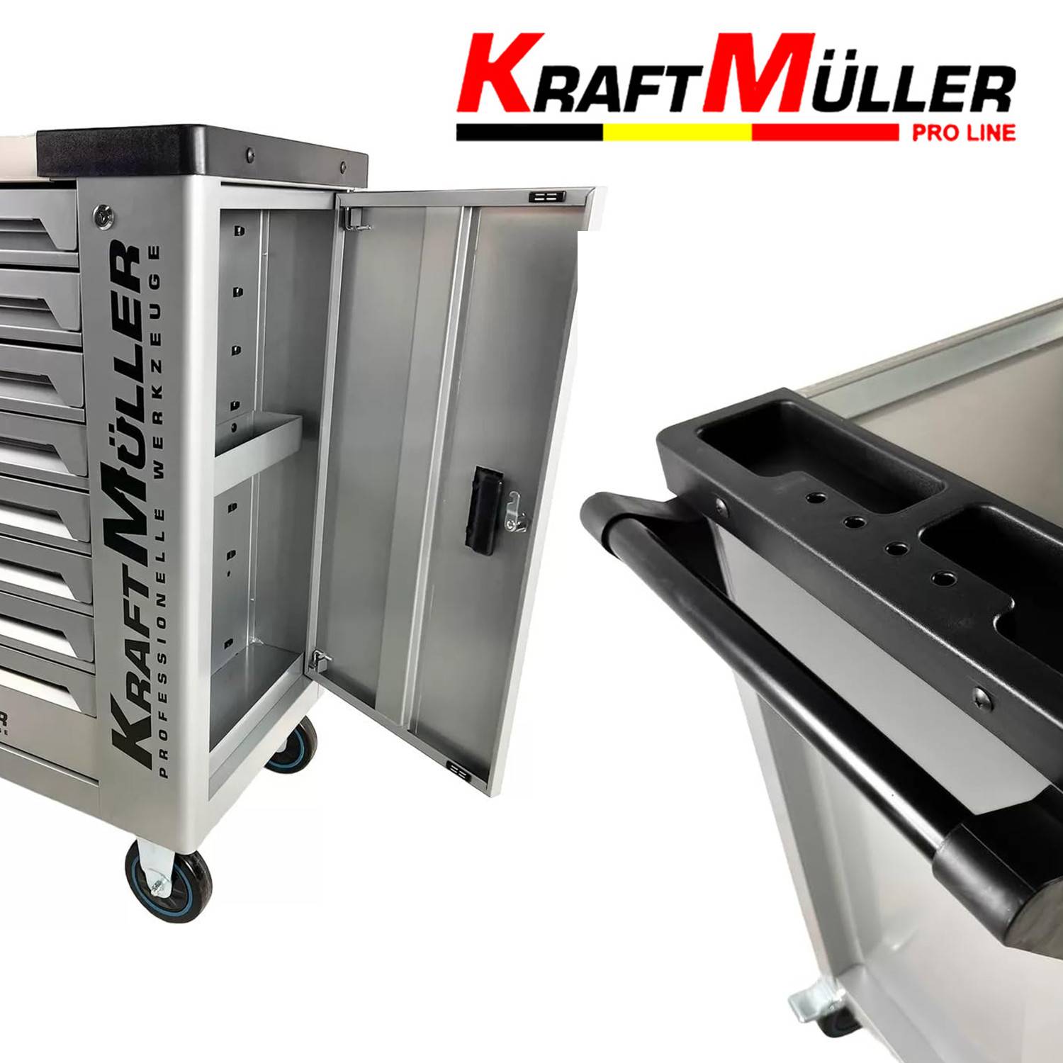 KraftMüller Servante d'atelier KRAFTMULLER KM-8/8 Grise - 8 tiroirs & 1 Porte latérale - Image 5
