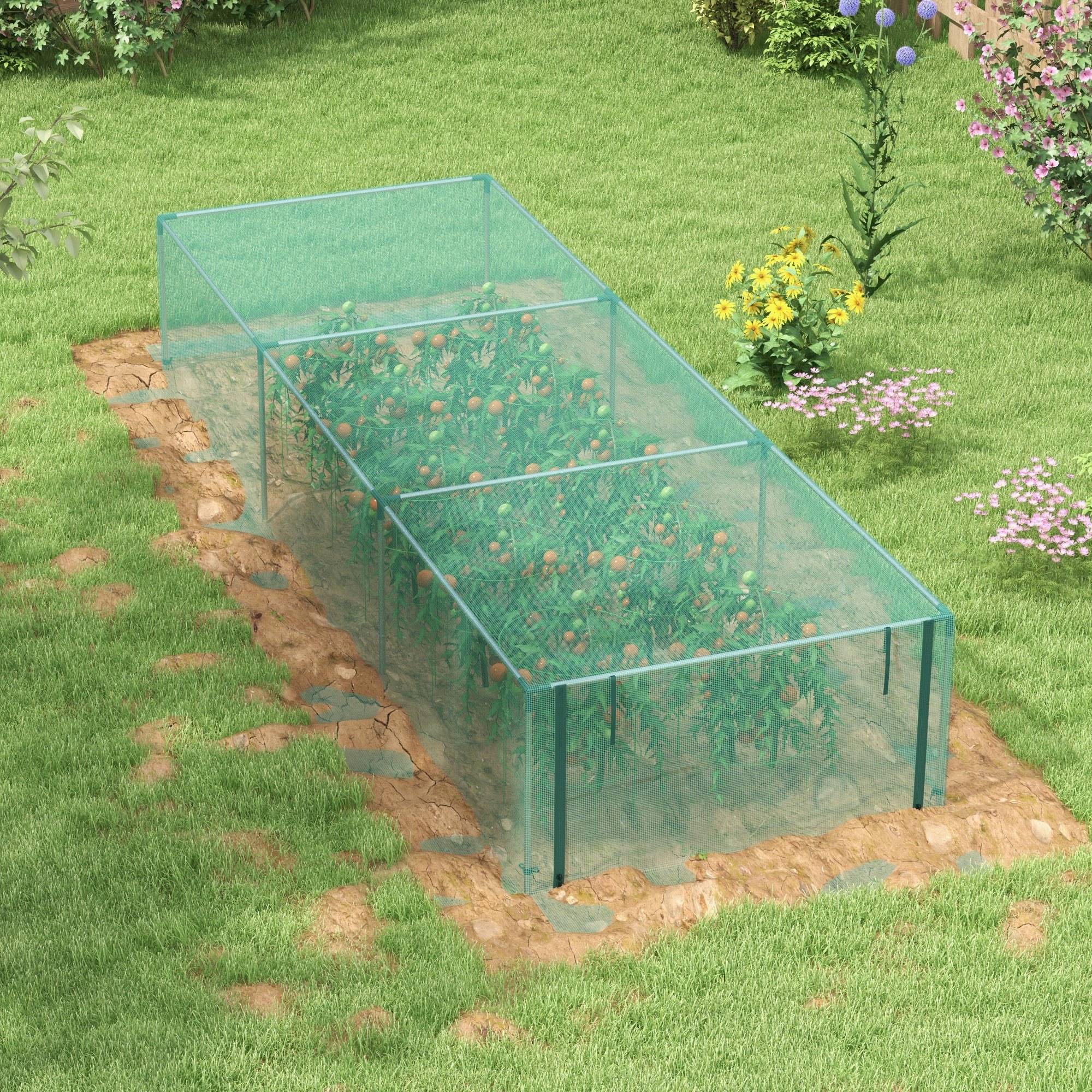 Serre de jardin tomates HDPE potager protection intempéries porte zippée 373x125cm vert - ComfortXL Outdoor Living - Image 10