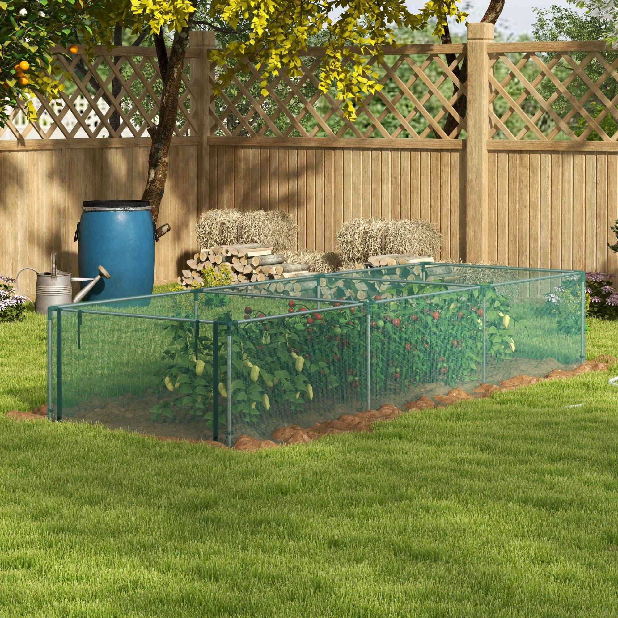 Serre de jardin tomates HDPE potager protection intempéries porte zippée 373x125cm vert - ComfortXL Outdoor Living - Image 3
