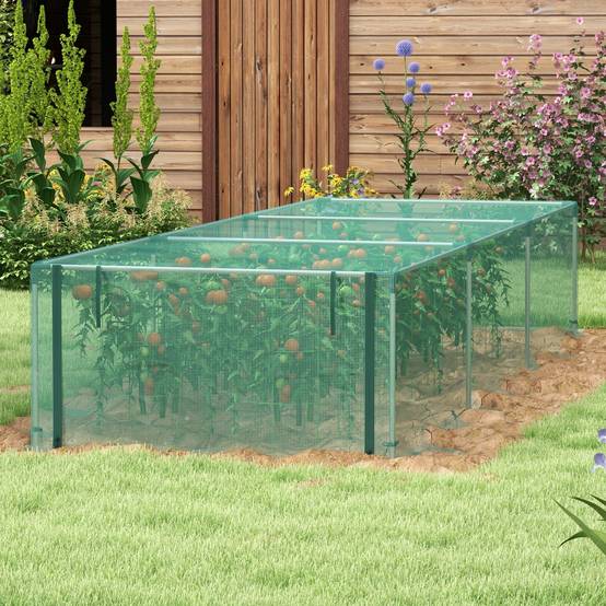 Serre de jardin tomates HDPE potager protection intempéries porte zippée 373x125cm vert - ComfortXL Outdoor Living - Image 4