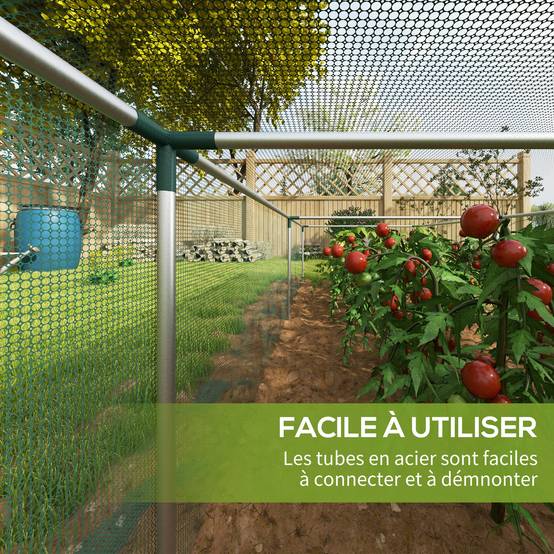 Serre de jardin tomates HDPE potager protection intempéries porte zippée 373x125cm vert - ComfortXL Outdoor Living - Image 7