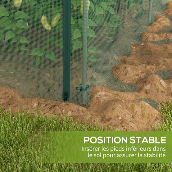 Serre de jardin tomates HDPE potager protection intempéries porte zippée 373x125cm vert - ComfortXL Outdoor Living - Image 9