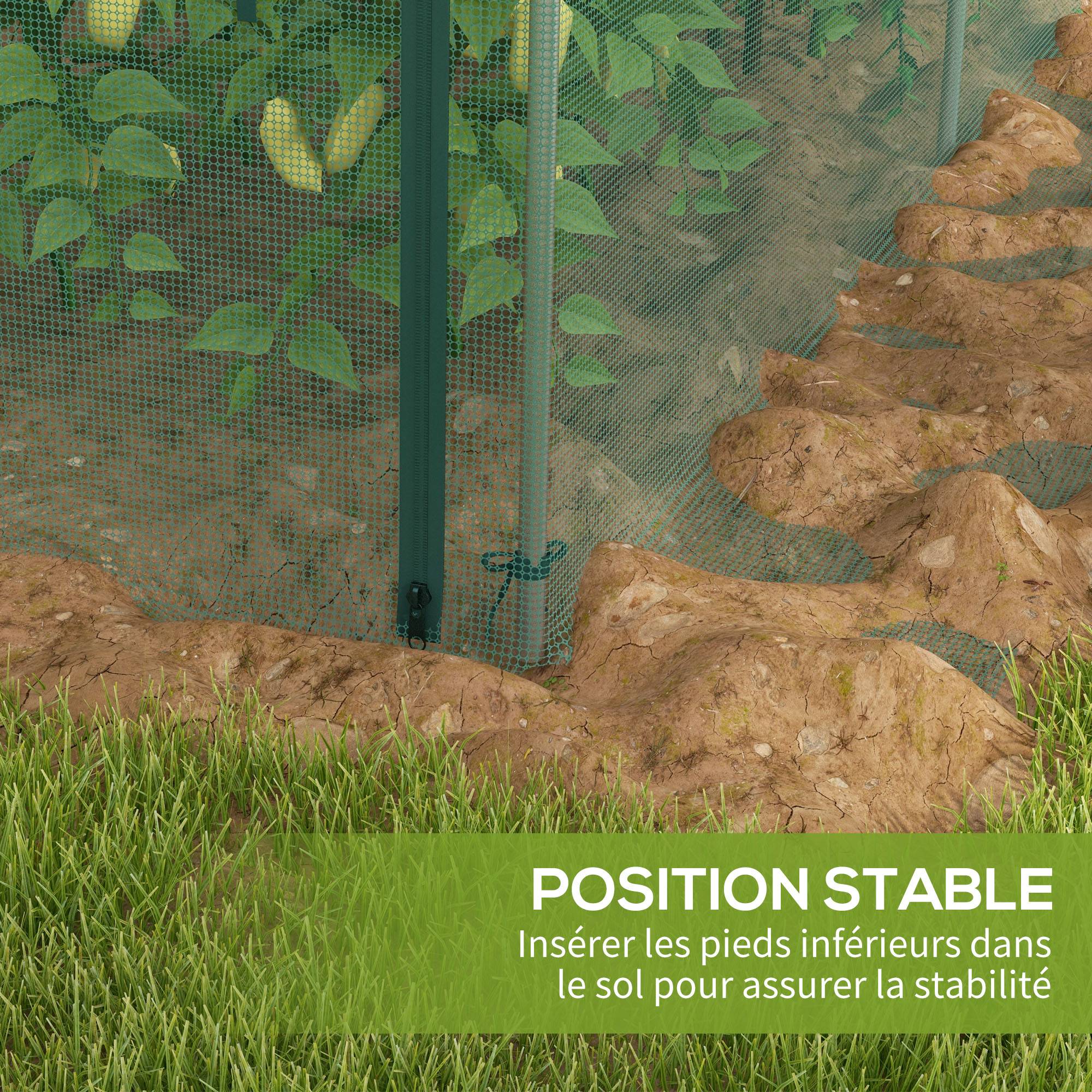 Serre de jardin tomates HDPE potager protection intempéries porte zippée 373x125cm vert - ComfortXL Outdoor Living - Image 9