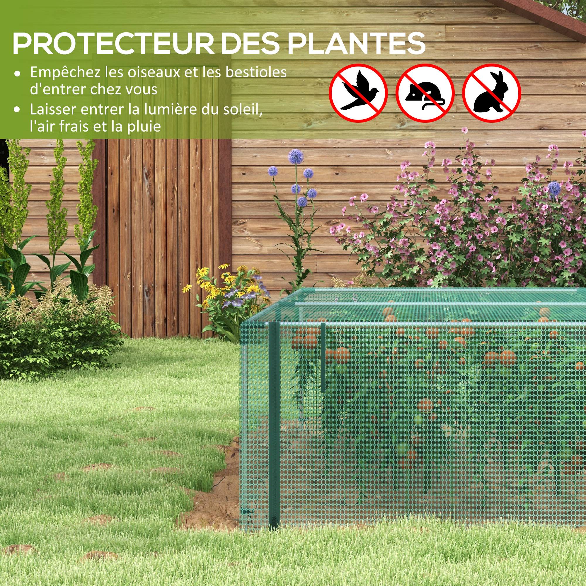 Serre de jardin tomates HDPE potager protection intempéries porte zippée 373x125cm vert - ComfortXL Outdoor Living - Image 6