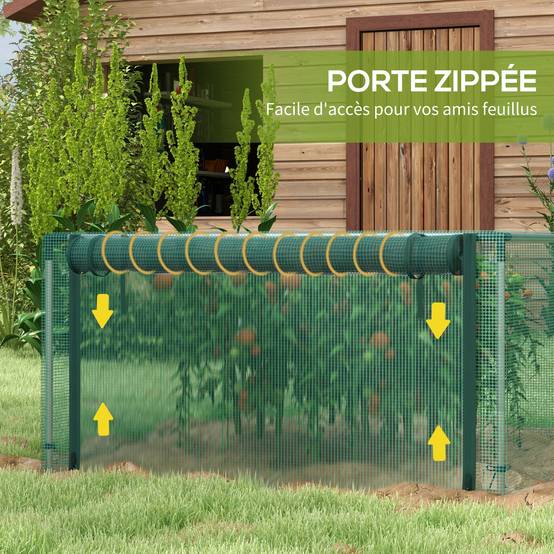 Serre de jardin tomates HDPE potager protection intempéries porte zippée 373x125cm vert - ComfortXL Outdoor Living - Image 8