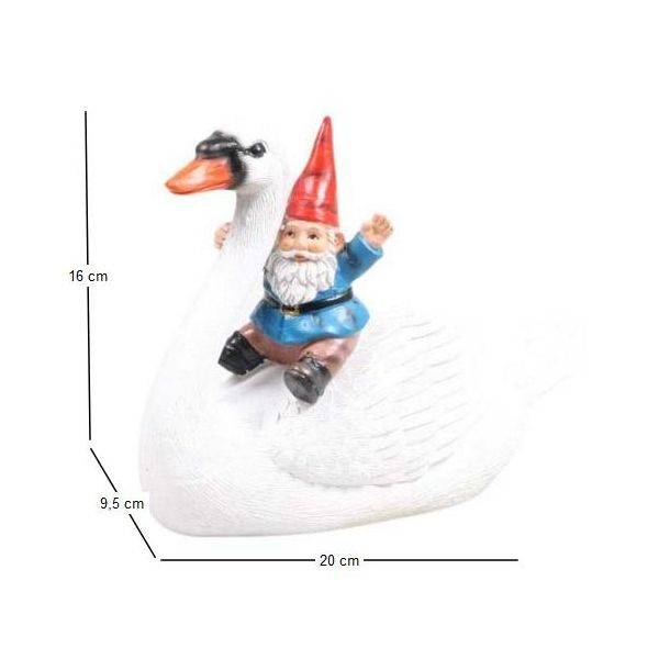 Sid - Nain de jardin en résine balade sur l'eau Cygne assis Sid - Image 3