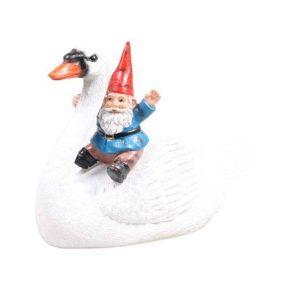 Sid - Nain de jardin en résine balade sur l'eau Cygne assis Sid - Image 1