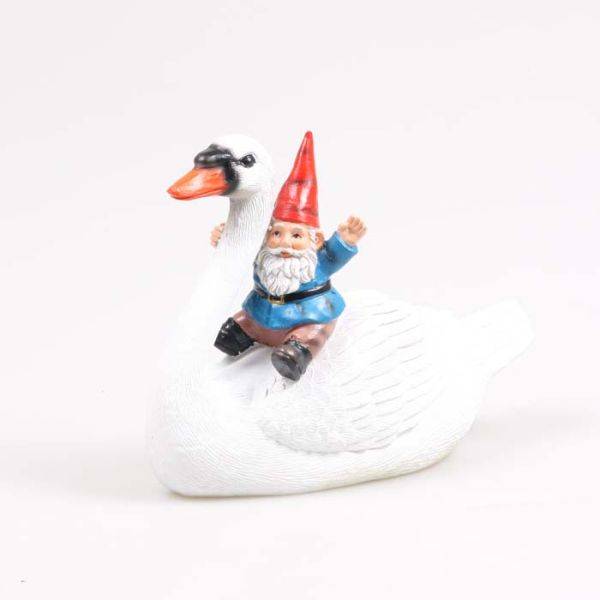 Sid - Nain de jardin en résine balade sur l'eau Cygne assis Sid - Image 4