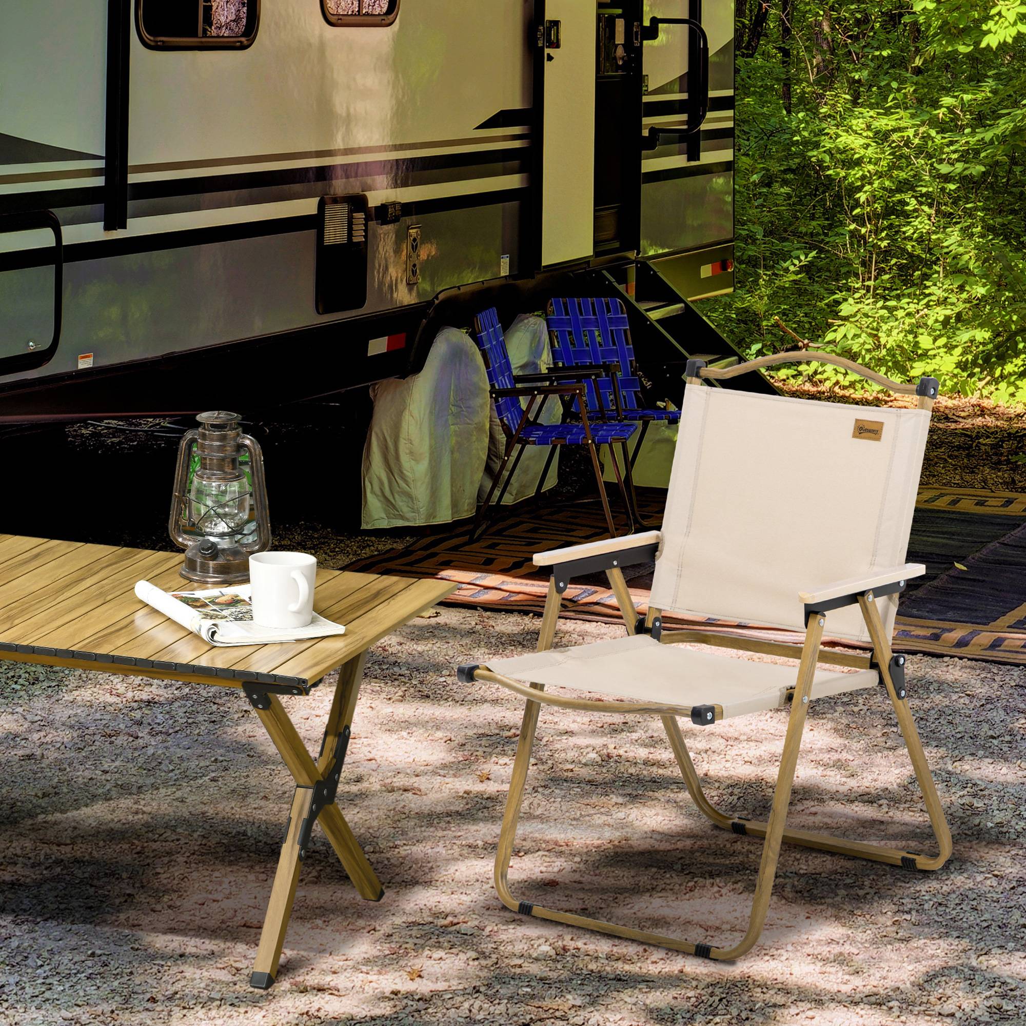 Chaise de camping pliante acier et tissu Oxford kaki 54 x 59 x 78 cm - PANGIVO - Image 4