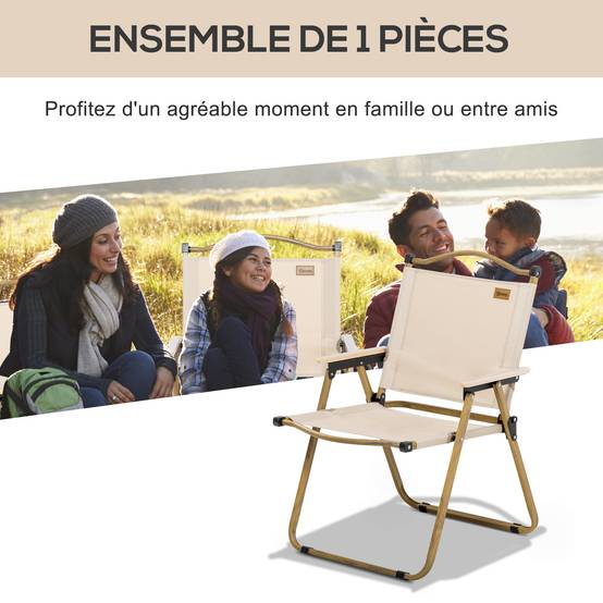 Chaise de camping pliante acier et tissu Oxford kaki 54 x 59 x 78 cm - PANGIVO - Image 6