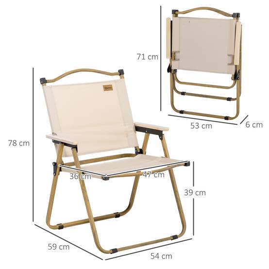 Chaise de camping pliante acier et tissu Oxford kaki 54 x 59 x 78 cm - PANGIVO - Image 5
