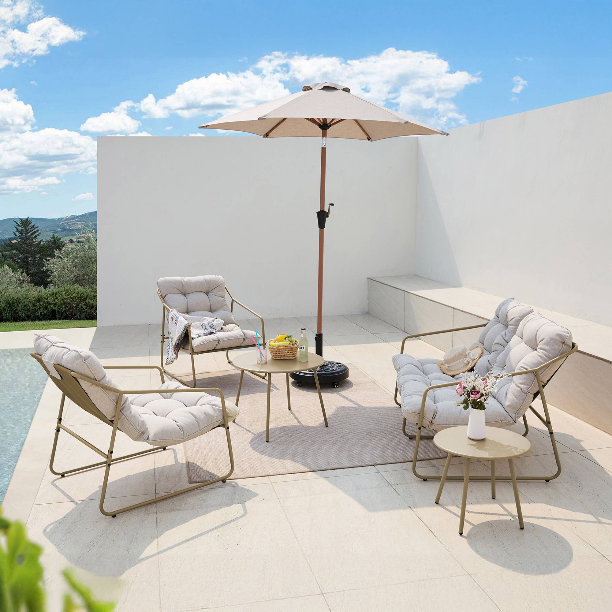 Ensemble de meubles de jardin Kivanta 5 pièces beige [en.casa] - Image 6