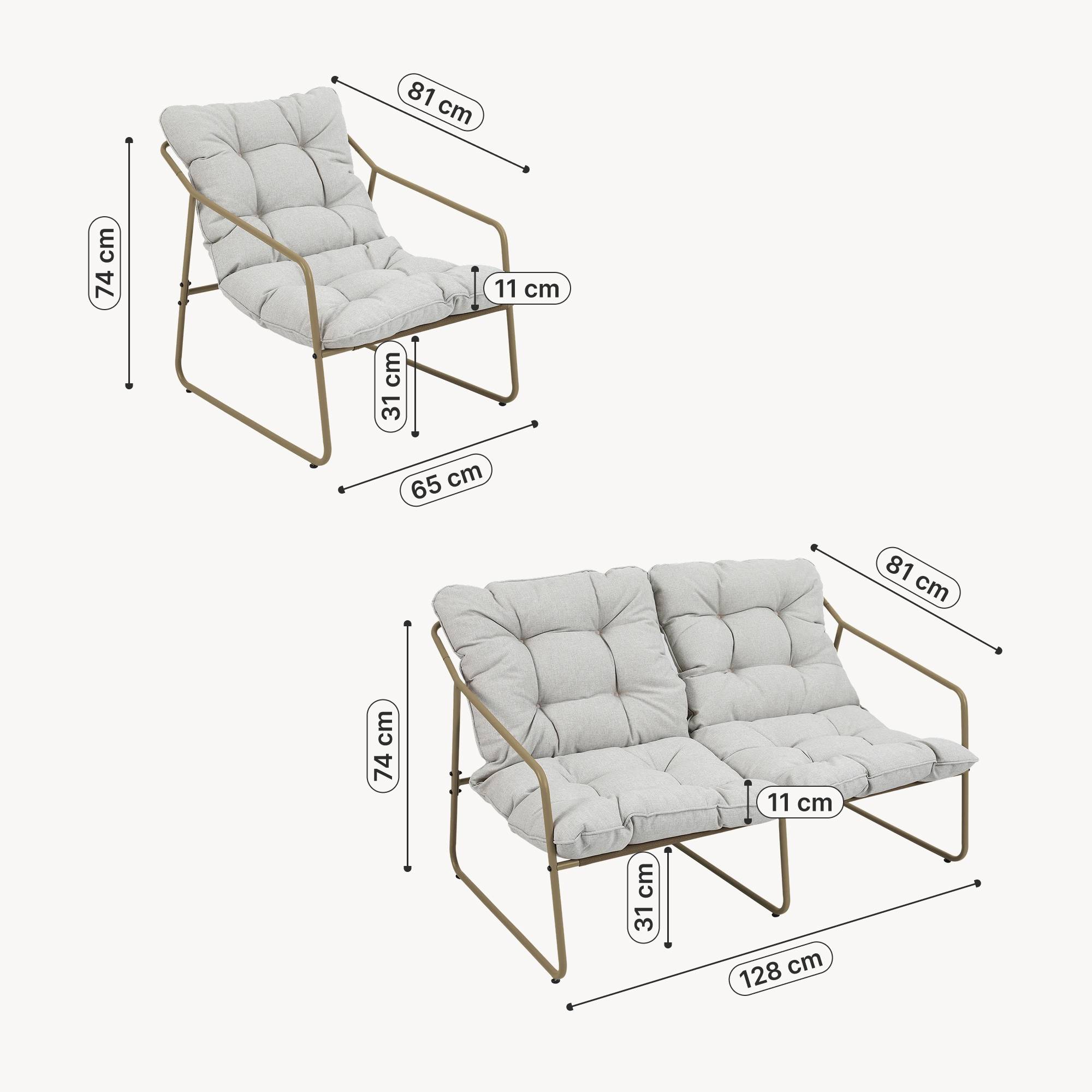 Ensemble de meubles de jardin Kivanta 5 pièces beige [en.casa] - Image 7