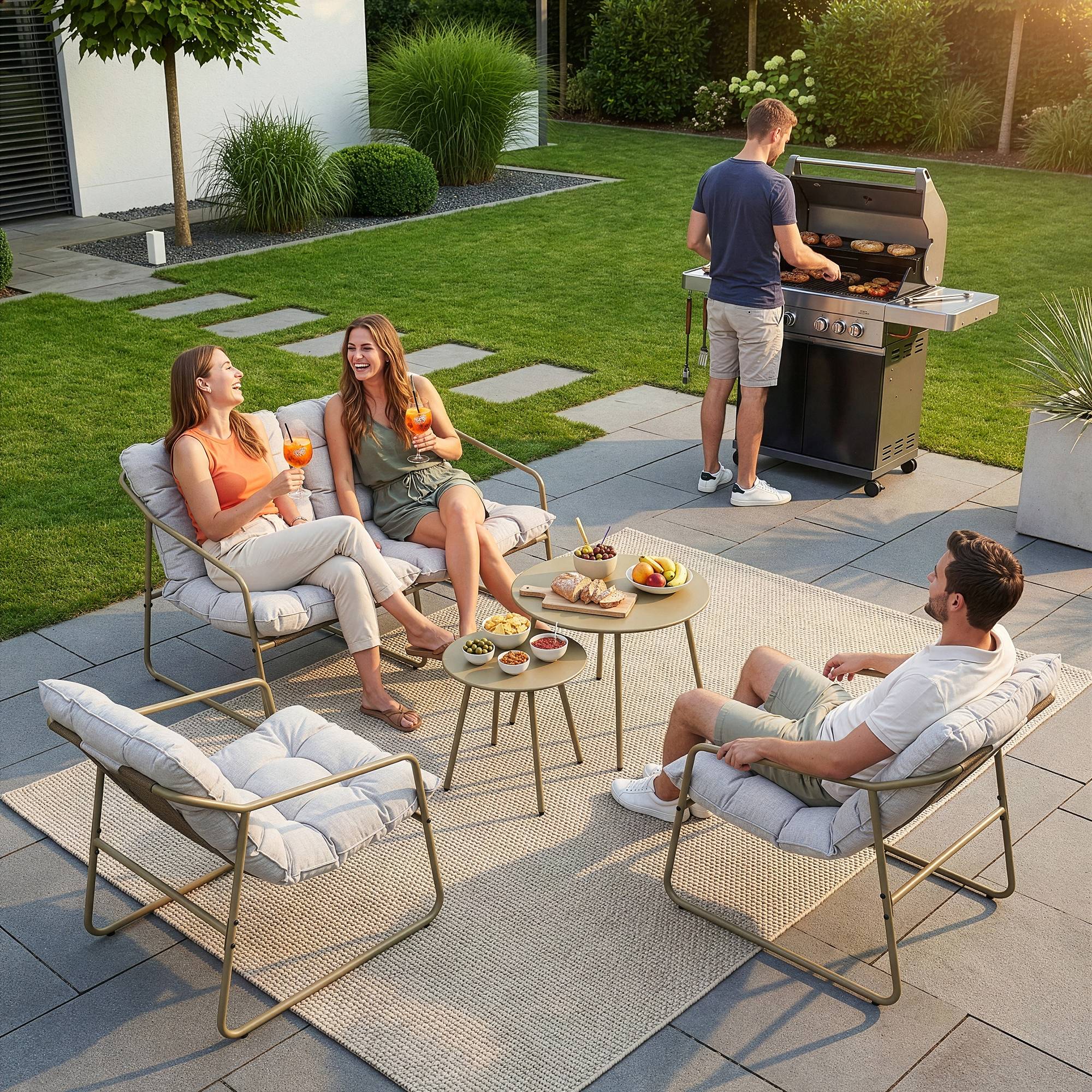 Ensemble de meubles de jardin Kivanta 5 pièces beige [en.casa] - Image 3