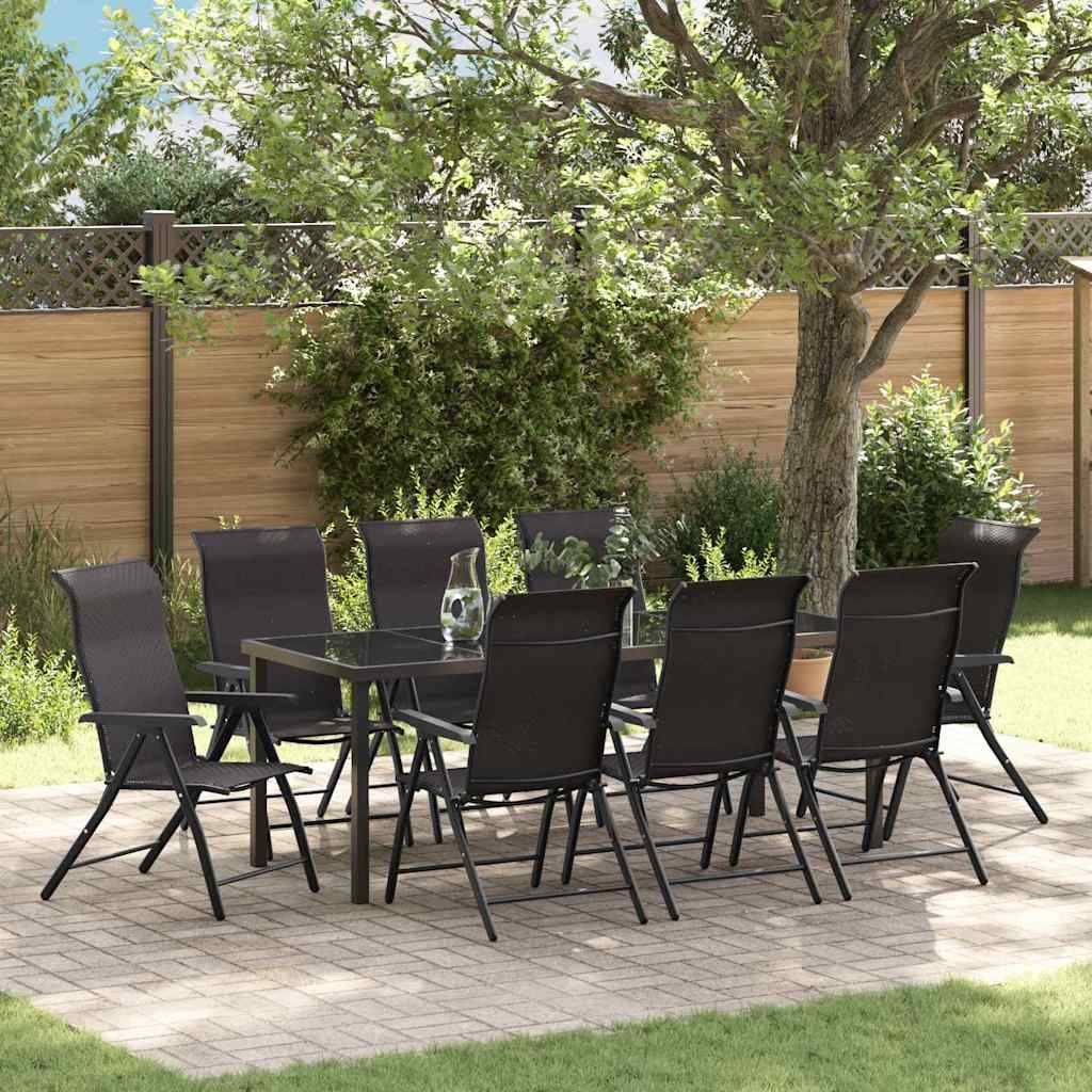 Vidaxl - Ensemble de salle à manger pour jardin 9 pcs Noir café vidaXL 3379274 - Image 1