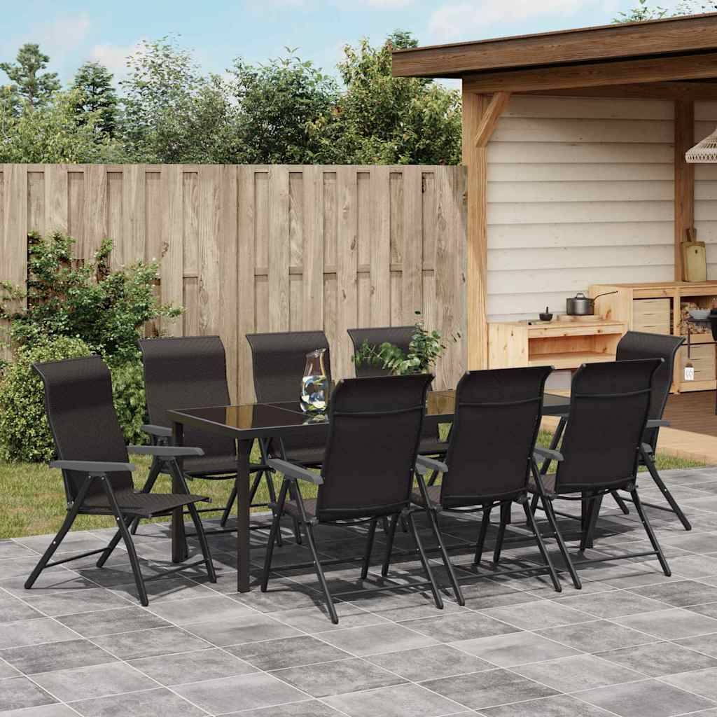 Vidaxl - Ensemble de salle à manger pour jardin 9 pcs Noir café vidaXL 3379274 - Image 5