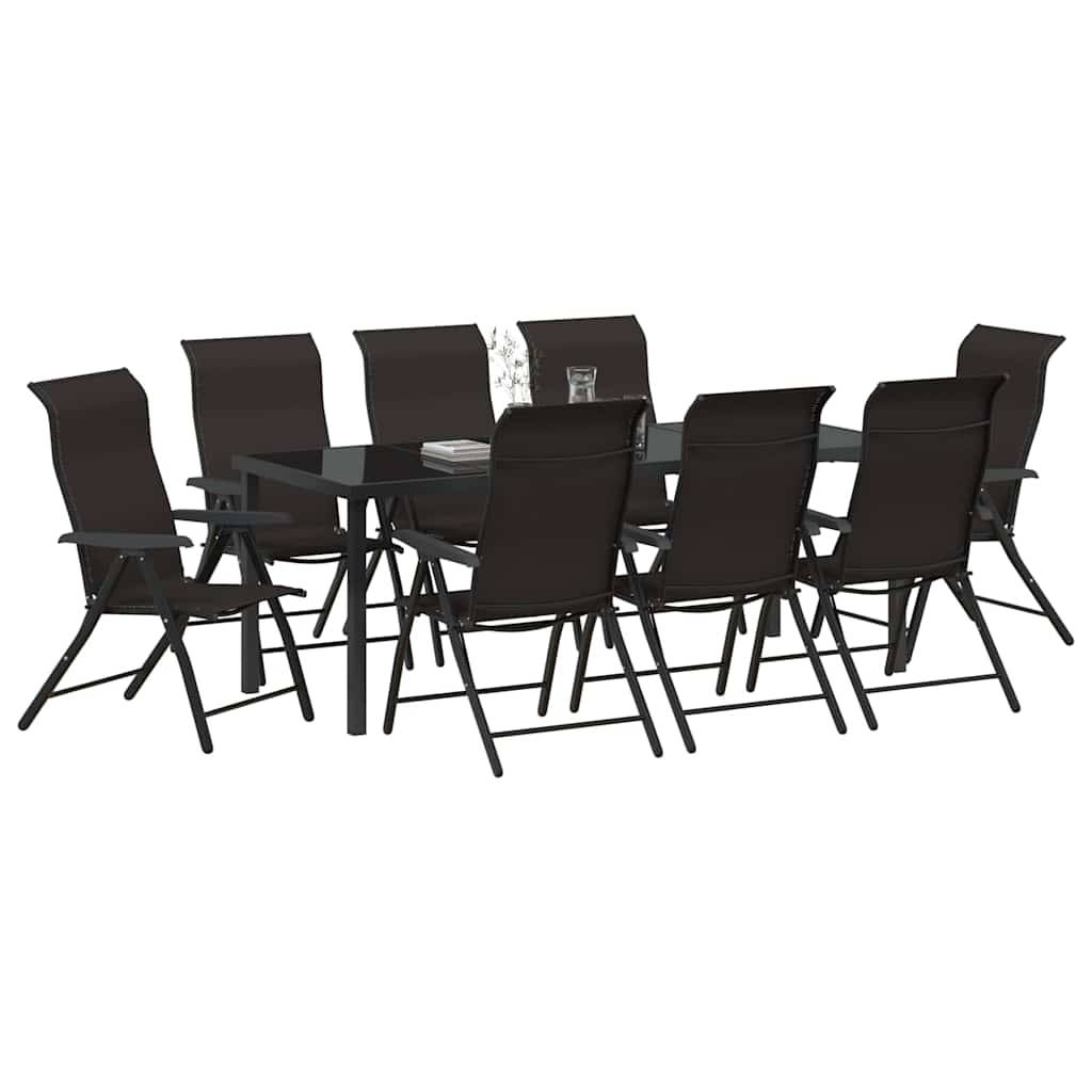 Vidaxl - Ensemble de salle à manger pour jardin 9 pcs Noir café vidaXL 3379274 - Image 4