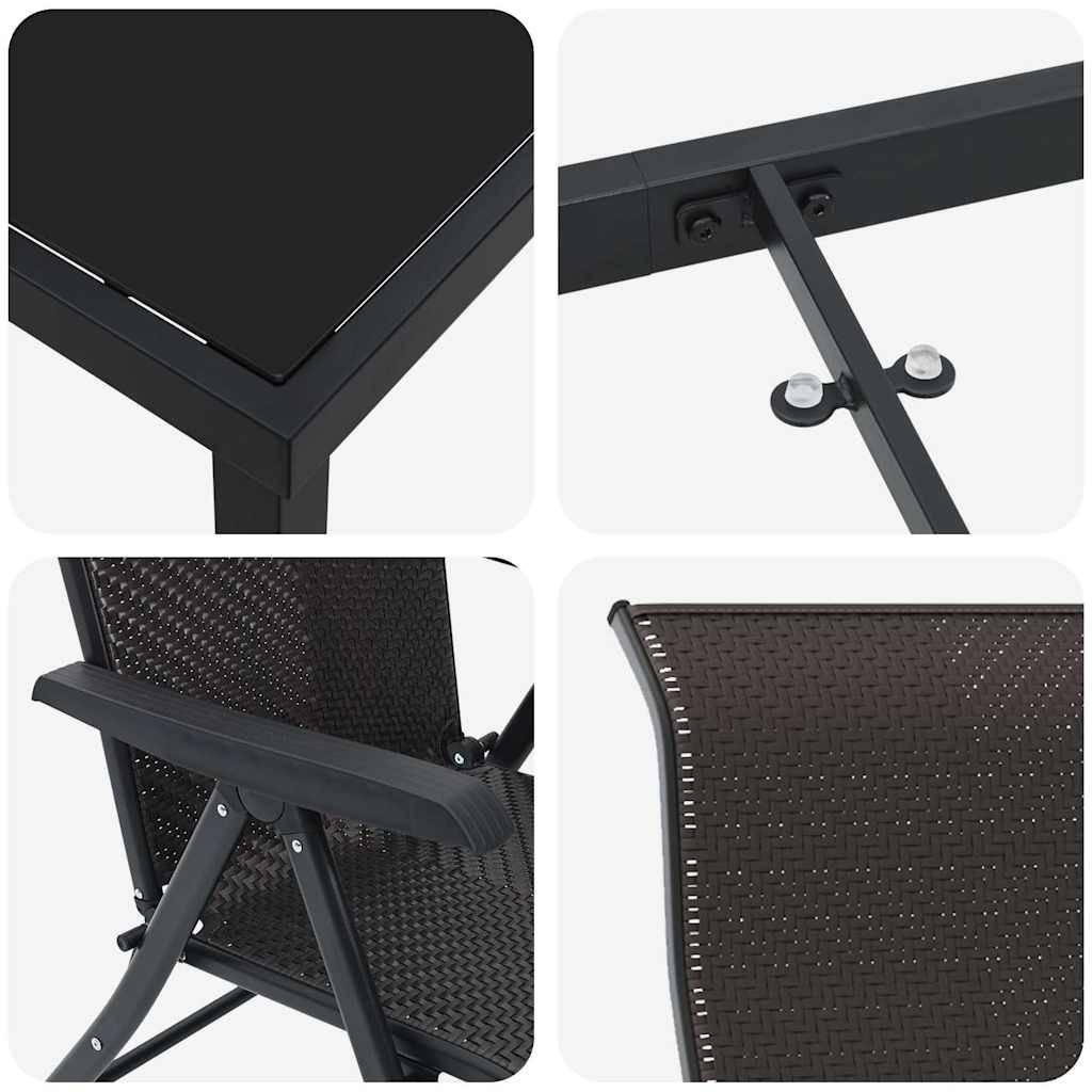 Vidaxl - Ensemble de salle à manger pour jardin 9 pcs Noir café vidaXL 3379274 - Image 10