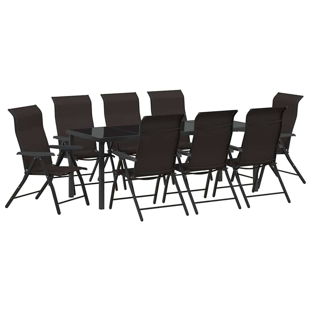 Vidaxl - Ensemble de salle à manger pour jardin 9 pcs Noir café vidaXL 3379274 - Image 2