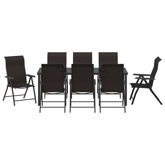 Vidaxl - Ensemble de salle à manger pour jardin 9 pcs Noir café vidaXL 3379274 - Image 8