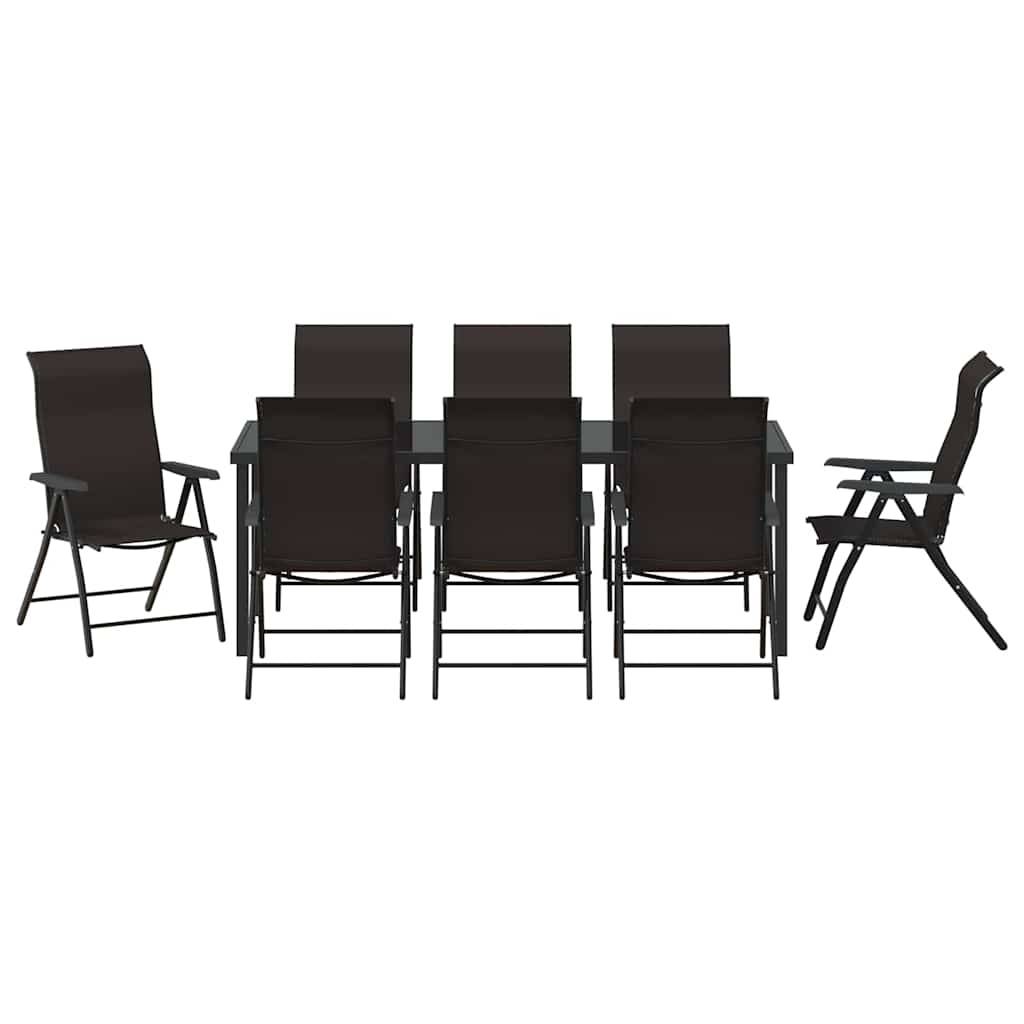 Vidaxl - Ensemble de salle à manger pour jardin 9 pcs Noir café vidaXL 3379274 - Image 8