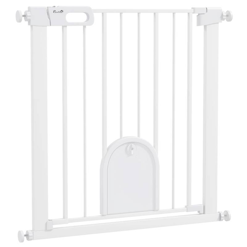 Barrière Sécurité Animaux Métal Extensible 75-82cm Porte Chat Auto-Close Blanc - ComfortXL Outdoor Living - Image 2