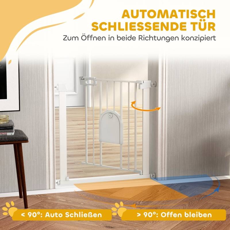 Barrière Sécurité Animaux Métal Extensible 75-82cm Porte Chat Auto-Close Blanc - ComfortXL Outdoor Living - Image 4
