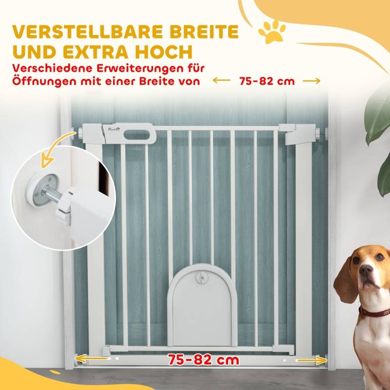 Barrière Sécurité Animaux Métal Extensible 75-82cm Porte Chat Auto-Close Blanc - ComfortXL Outdoor Living - Image 6