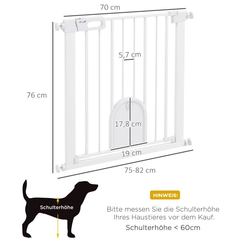 Barrière Sécurité Animaux Métal Extensible 75-82cm Porte Chat Auto-Close Blanc - ComfortXL Outdoor Living - Image 3