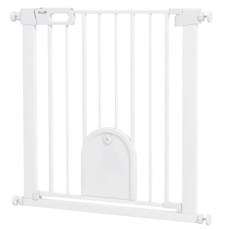 Barrière Sécurité Animaux Métal Extensible 75-82cm Porte Chat Auto-Close Blanc - ComfortXL Outdoor Living - Image 8