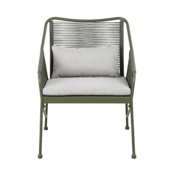 Salon de jardin ANA 4 places en acier KAKI coussins gris clair Beau Rivage - Image 7