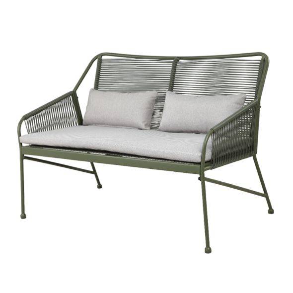Salon de jardin ANA 4 places en acier KAKI coussins gris clair Beau Rivage - Image 5