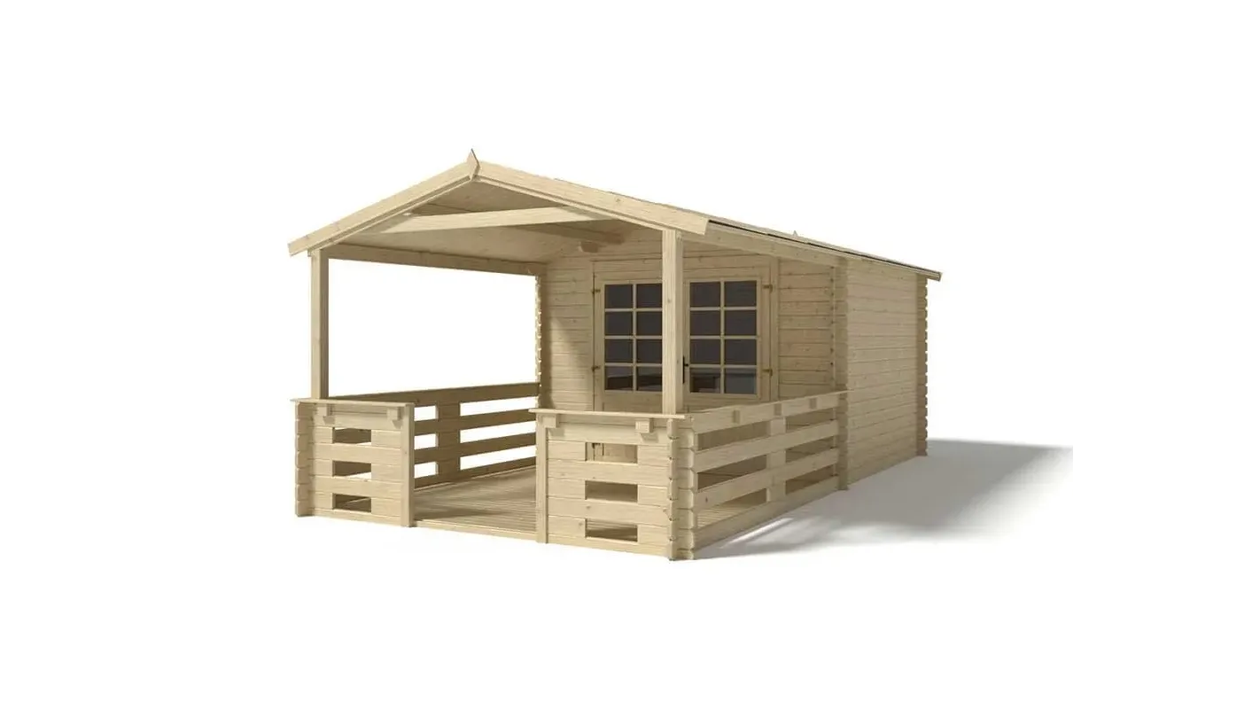 Altanka - Abri de jardin en bois - 3x4 m + terrasse avec balustrade et avant-toit en bois - 21 m2 - DOM430+DOM394+DOM395+POD04 - Image 1