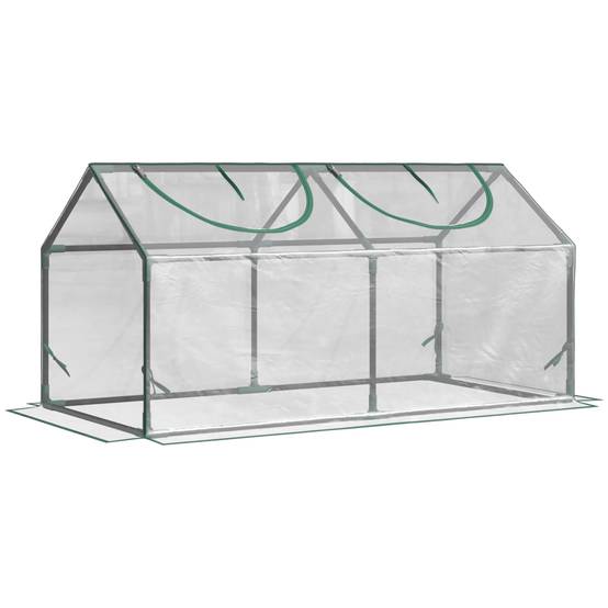 Mini Serre Tunnel Jardin PVC Acier Hivernage Semis 2 Fenêtres 120x60x60cm - ComfortXL Outdoor Living - Image 2