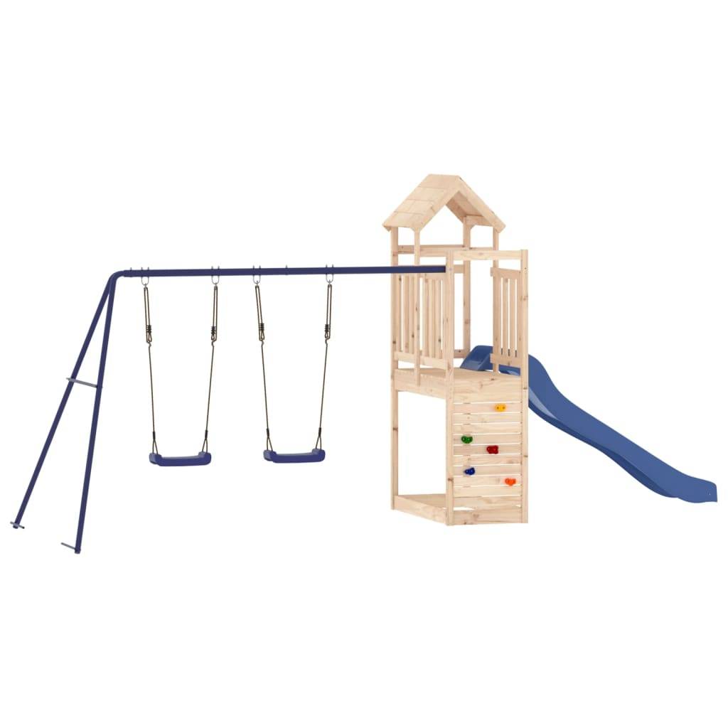 Helloshop26 - Aire de jeux d'extérieur balançoires toboggan portiques robuste jeux jardin 495 x 186 x 214 cm bois de pin massif - Image 1