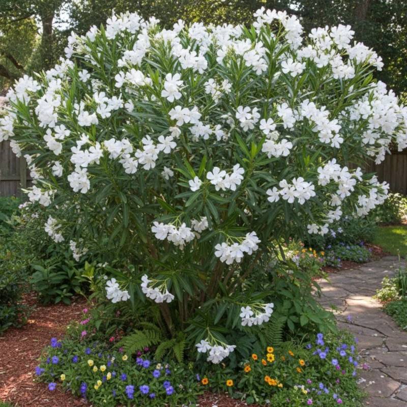Laurier rose Soeur Agnes à fleurs Blanche/ - feuillage Semi-Persistant - Pot de 7,5L - 60/80 cm - Image 4