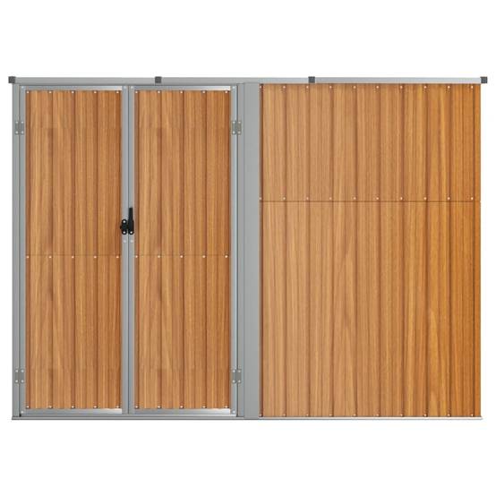 Abri de jardin cabane cabanon maison de stockage remise extérieur hangar outils robuste 225 x 89 x 161 cm acier galvanisé marron - Image 2