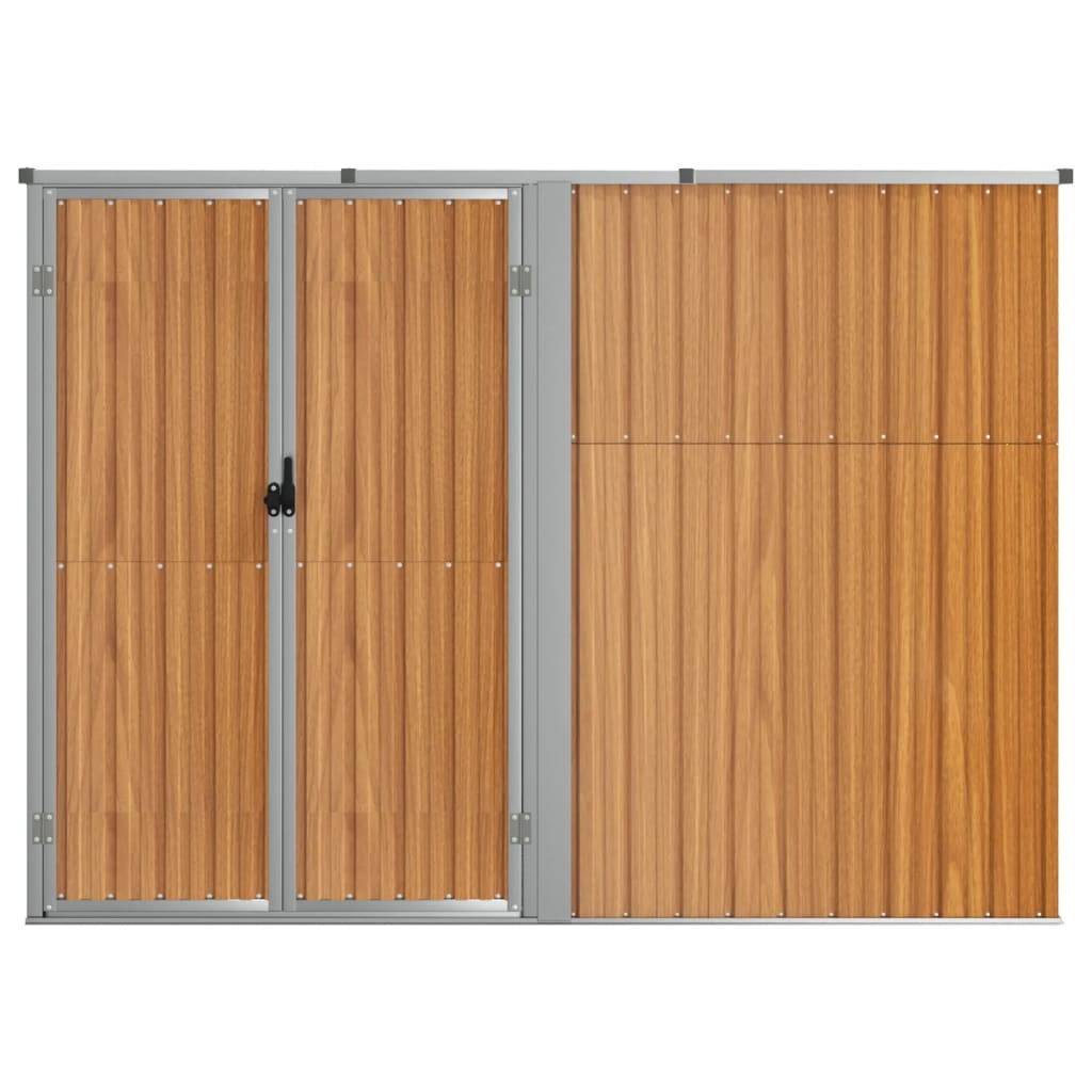 Abri de jardin cabane cabanon maison de stockage remise extérieur hangar outils robuste 225 x 89 x 161 cm acier galvanisé marron - Image 2