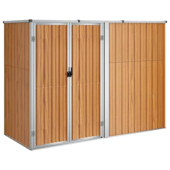 Abri de jardin cabane cabanon maison de stockage remise extérieur hangar outils robuste 225 x 89 x 161 cm acier galvanisé marron - Image 1