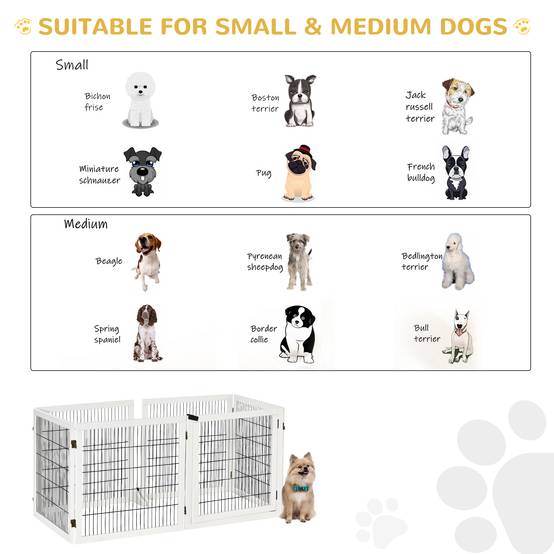 Barrière de sécurité pliante en bois pour chiens, pour escaliers et portes, avec support, 432 x 36 x 70 cm, blanche - Image 10