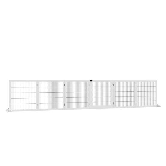 Barrière de sécurité pliante en bois pour chiens, pour escaliers et portes, avec support, 432 x 36 x 70 cm, blanche - Image 2